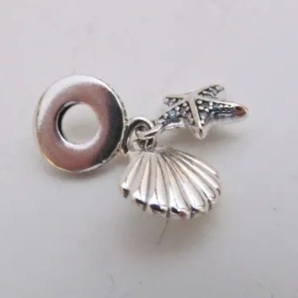 Pandora, sparkling, starfish, and seashell dangle charm. - Picture 3 of 5